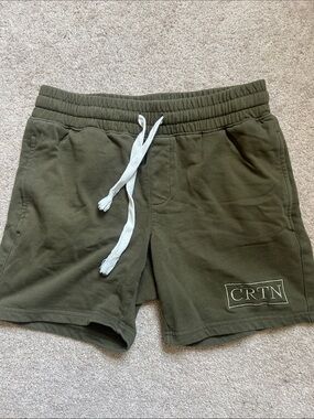CRTN Men's Olive Green Athletic Drawstring Shorts